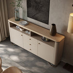 PUレザーとアッシュ材を使用したスタイリッシュなキャビネット - モダンデザインで収納力抜群! fsu-5249