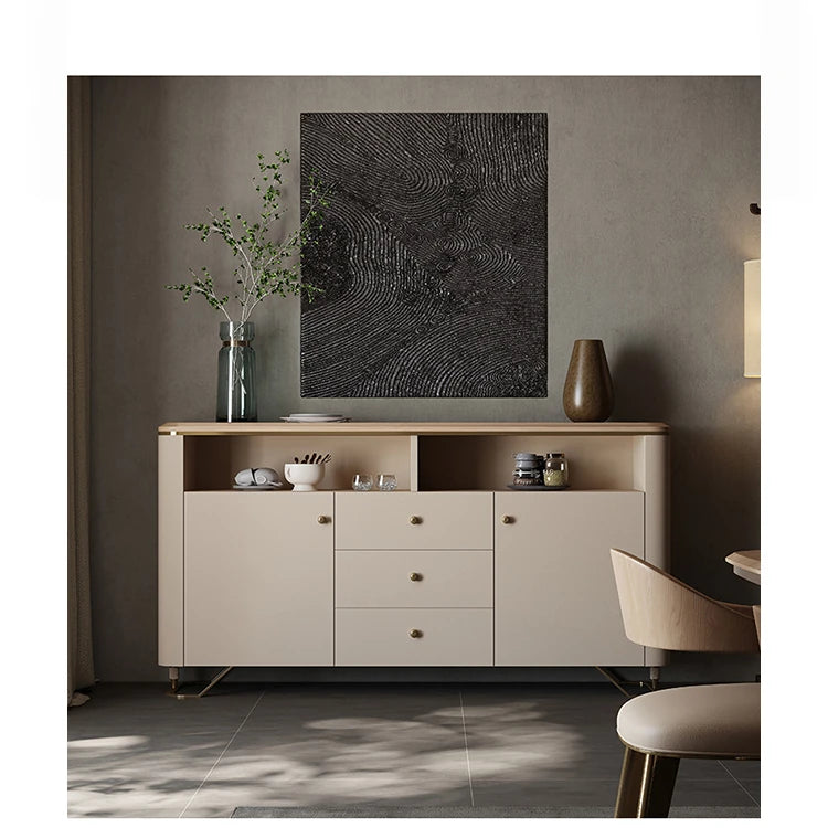 PUレザーとアッシュ材を使用したスタイリッシュなキャビネット - モダンデザインで収納力抜群! fsu-5249