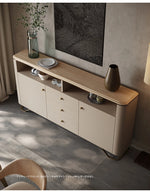 PUレザーとアッシュ材を使用したスタイリッシュなキャビネット - モダンデザインで収納力抜群! fsu-5249