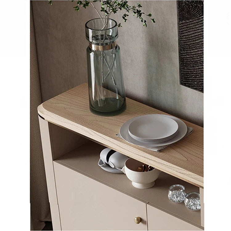 PUレザーとアッシュ材を使用したスタイリッシュなキャビネット - モダンデザインで収納力抜群! fsu-5249