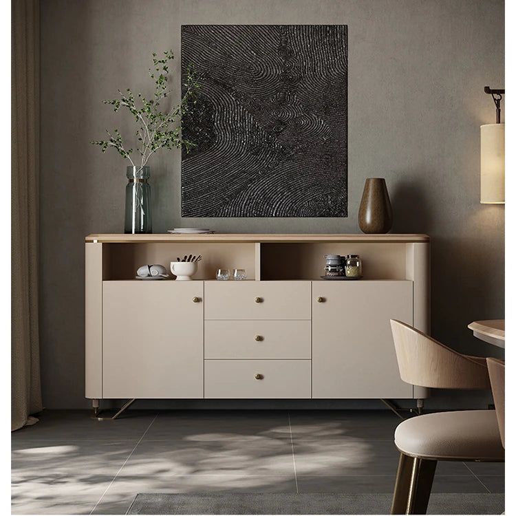 PUレザーとアッシュ材を使用したスタイリッシュなキャビネット - モダンデザインで収納力抜群! fsu-5249