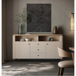 PUレザーとアッシュ材を使用したスタイリッシュなキャビネット - モダンデザインで収納力抜群! fsu-5249