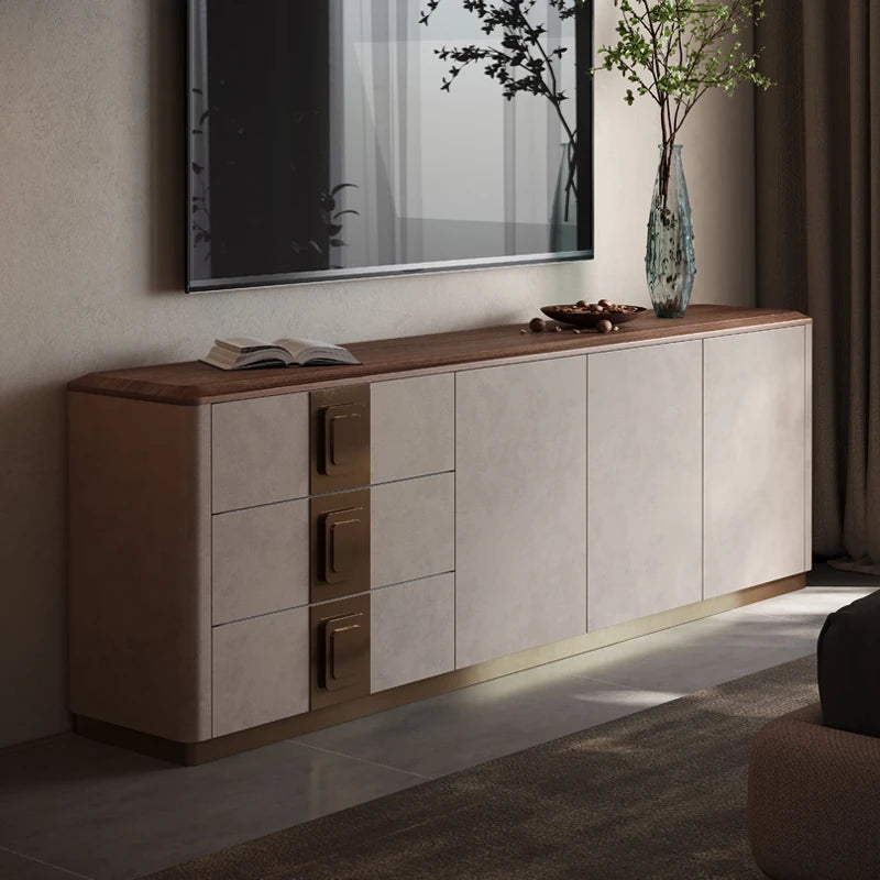 PUレザーとウォールナットの高級テレビ台 - スタイリッシュで機能的なリビングの必需品 fsu-5250