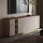 PUレザーとウォールナットの高級テレビ台 - スタイリッシュで機能的なリビングの必需品 fsu-5250