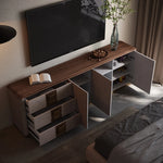 PUレザーとウォールナットの高級テレビ台 - スタイリッシュで機能的なリビングの必需品 fsu-5250