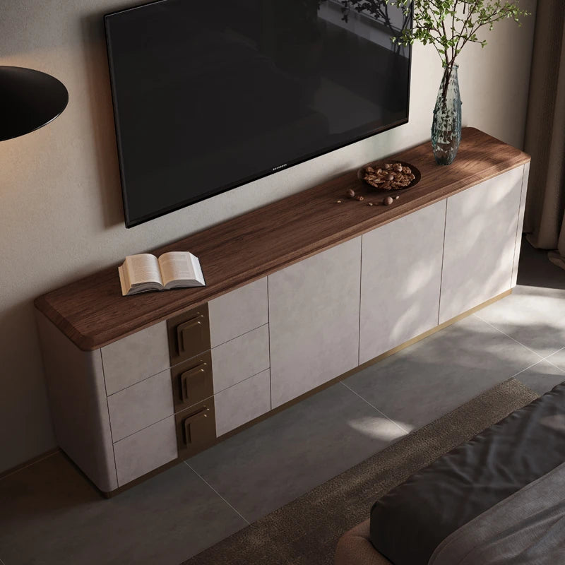 PUレザーとウォールナットの高級テレビ台 - スタイリッシュで機能的なリビングの必需品 fsu-5250