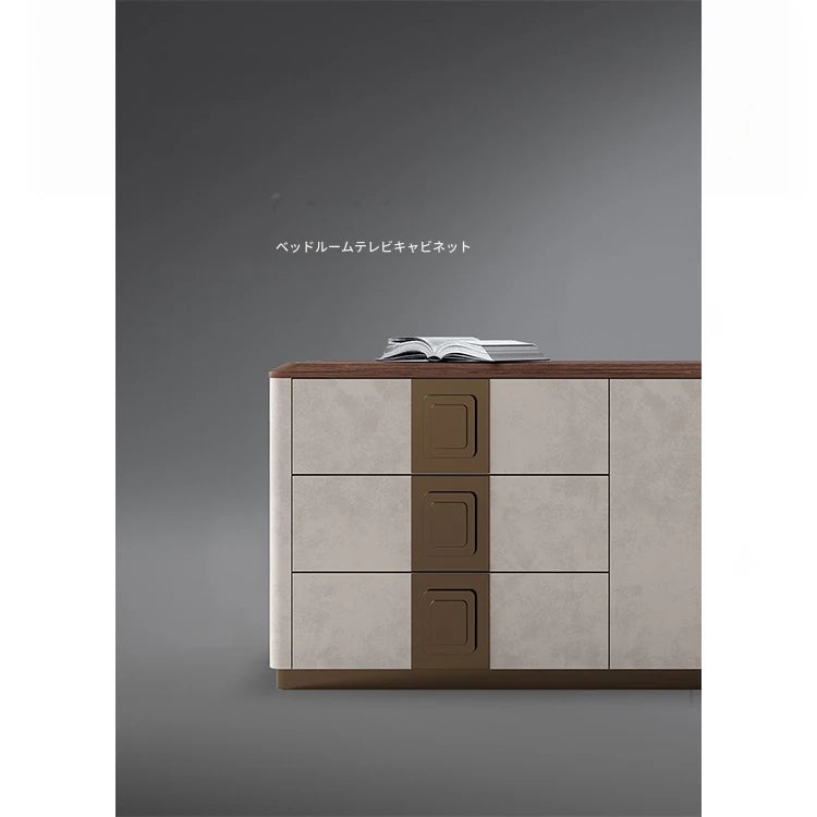 PUレザーとウォールナットの高級テレビ台 - スタイリッシュで機能的なリビングの必需品 fsu-5250