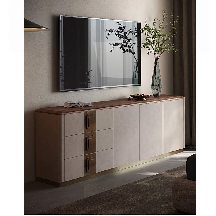 PUレザーとウォールナットの高級テレビ台 - スタイリッシュで機能的なリビングの必需品 fsu-5250