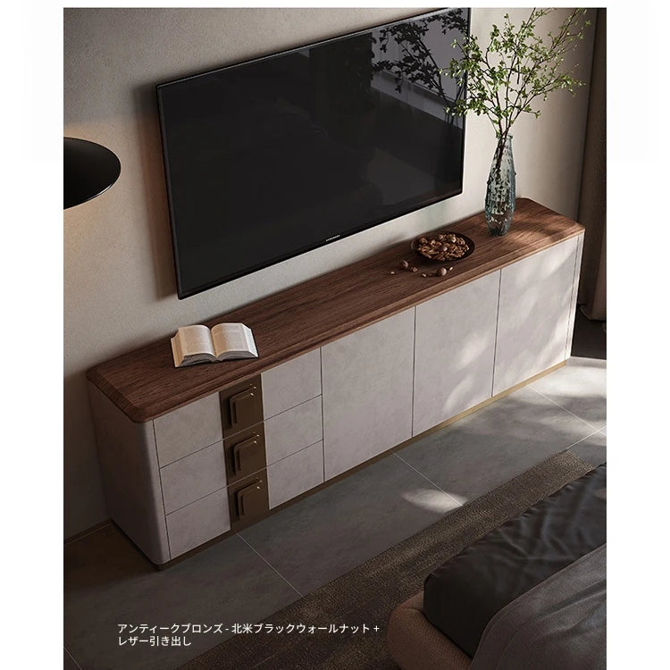 PUレザーとウォールナットの高級テレビ台 - スタイリッシュで機能的なリビングの必需品 fsu-5250
