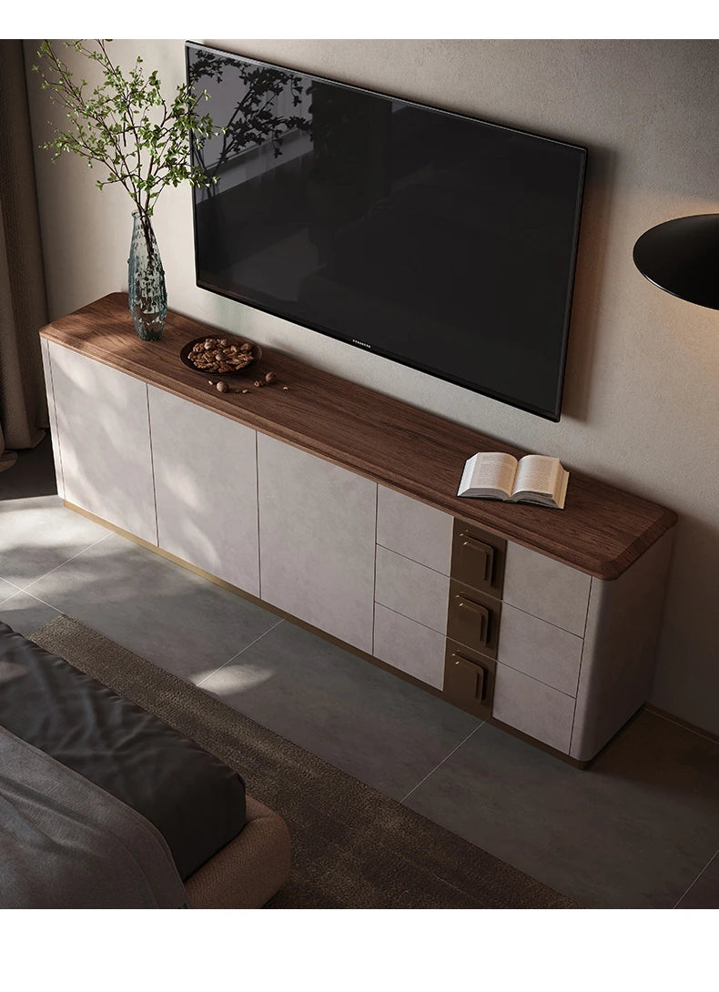 PUレザーとウォールナットの高級テレビ台 - スタイリッシュで機能的なリビングの必需品 fsu-5250