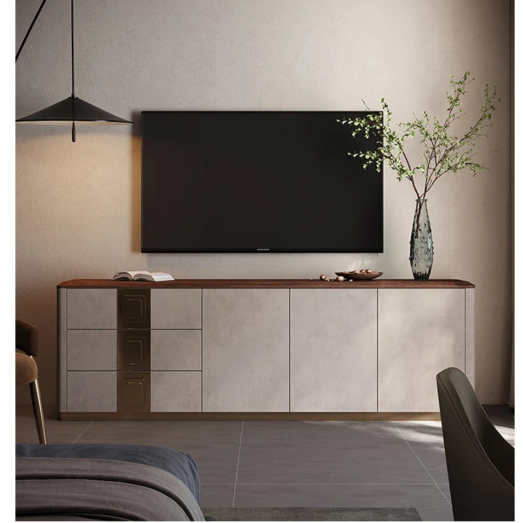 PUレザーとウォールナットの高級テレビ台 - スタイリッシュで機能的なリビングの必需品 fsu-5250
