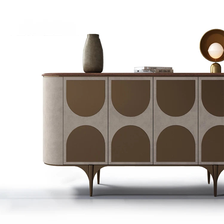 モダンPUレザーキャビネット - ウォールナット仕上げ、洗練されたデザインで収納力抜群! fsu-5251