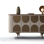 モダンPUレザーキャビネット - ウォールナット仕上げ、洗練されたデザインで収納力抜群! fsu-5251