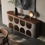 モダンPUレザーキャビネット - ウォールナット仕上げ、洗練されたデザインで収納力抜群! fsu-5251