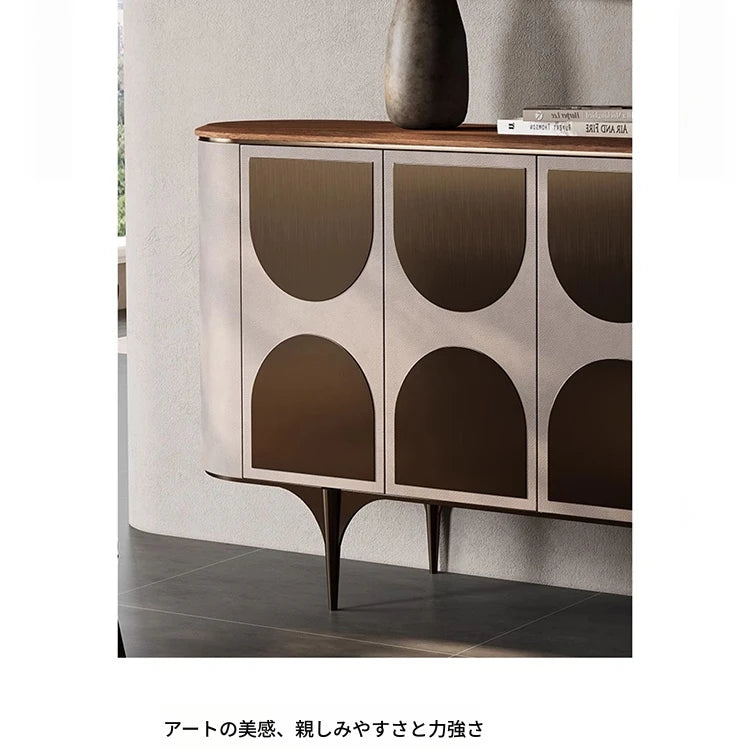 モダンPUレザーキャビネット - ウォールナット仕上げ、洗練されたデザインで収納力抜群! fsu-5251