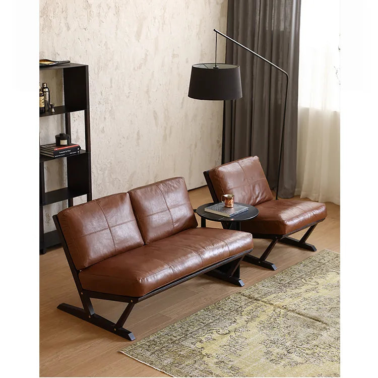 ソファー ブラック ライトブラウン 合皮 オーク シリコンフィル 銅 本革 fsz-3320