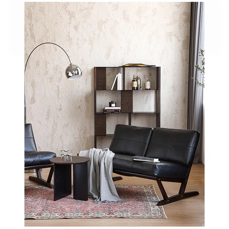 ソファー ブラック ライトブラウン 合皮 オーク シリコンフィル 銅 本革 fsz-3320