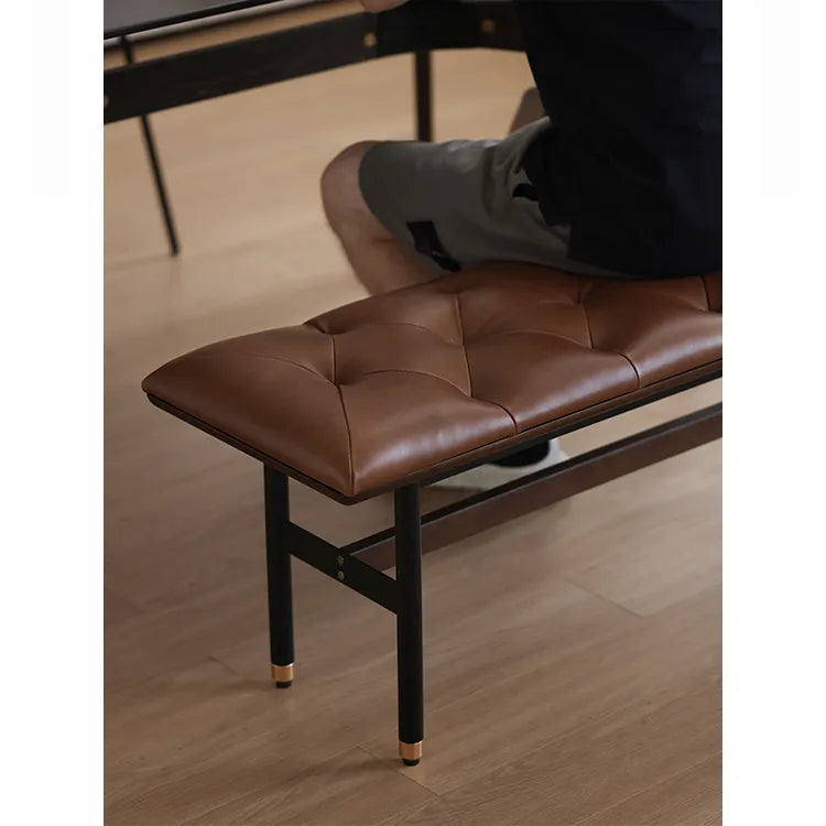 スツール ブラック ライトブラウン 本革 多層板 fsz-3321