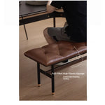 スツール ブラック ライトブラウン 本革 多層板 fsz-3321