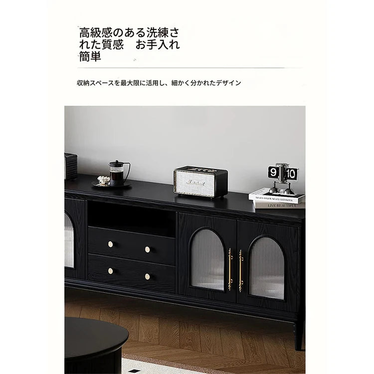 スタイリッシュな多層板製キャビネット - 強化ガラス扉で美しさを引き立てる収納家具 fvp-4589