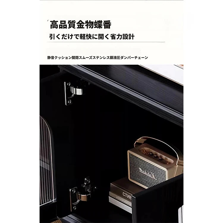 スタイリッシュな多層板製キャビネット - 強化ガラス扉で美しさを引き立てる収納家具 fvp-4589