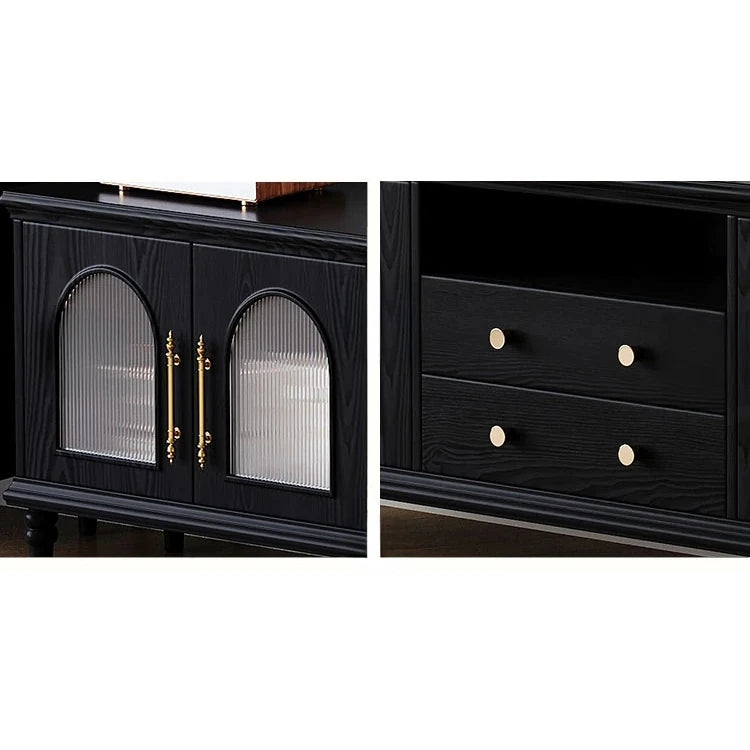 スタイリッシュな多層板製キャビネット - 強化ガラス扉で美しさを引き立てる収納家具 fvp-4589