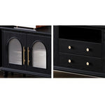 スタイリッシュな多層板製キャビネット - 強化ガラス扉で美しさを引き立てる収納家具 fvp-4589