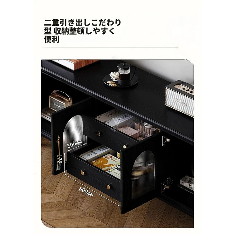 スタイリッシュな多層板製キャビネット - 強化ガラス扉で美しさを引き立てる収納家具 fvp-4589