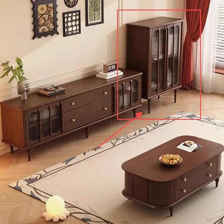 オシャレな多層板と強化ガラス製キャビネット - リビング収納に最適なデザイン家具 fvp-4592