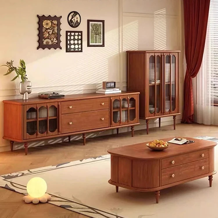 オシャレな多層板と強化ガラス製キャビネット - リビング収納に最適なデザイン家具 fvp-4592