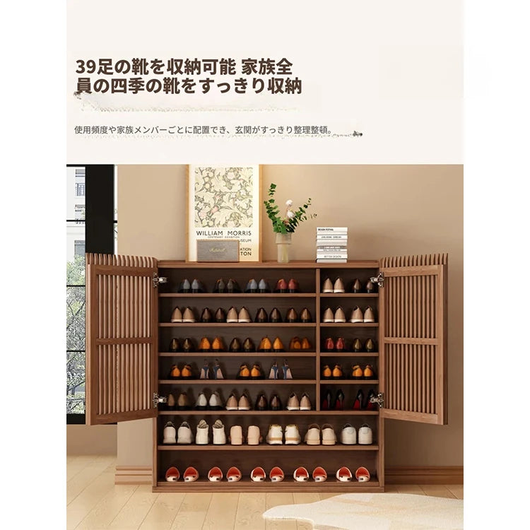 おしゃれな多層板キャビネット - 靴の収納に最適、通気性抜群で整理整頓が楽々! fvp-4593