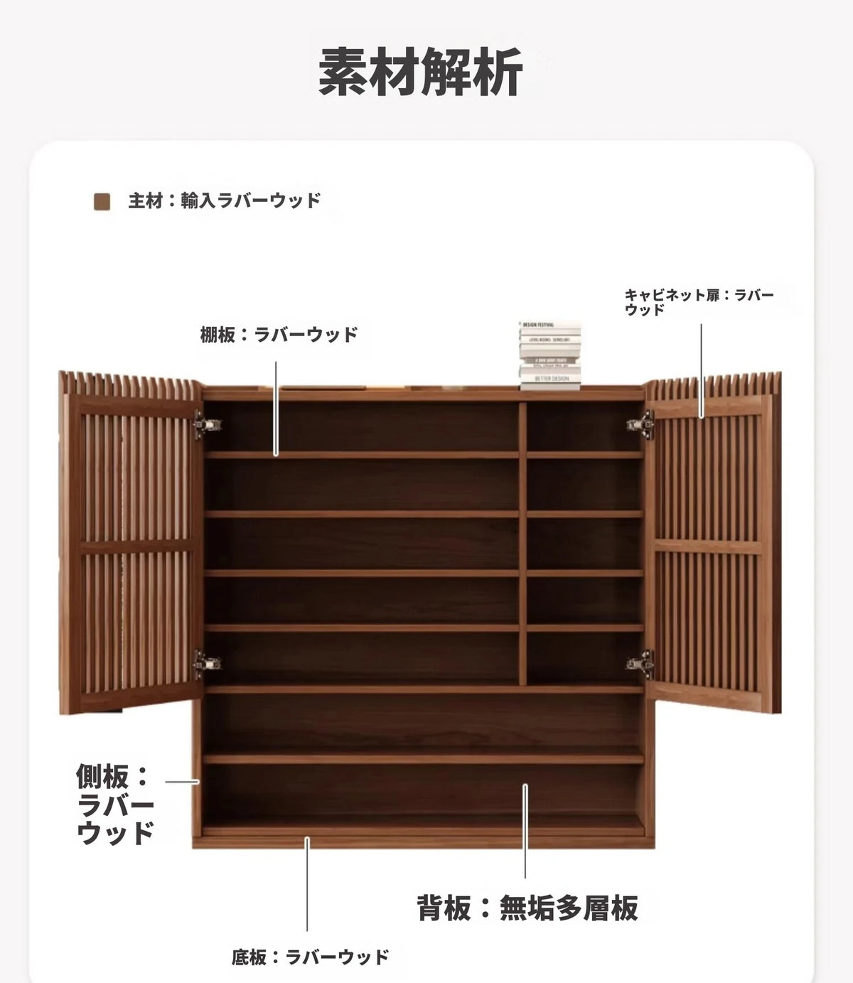 おしゃれな多層板キャビネット - 靴の収納に最適、通気性抜群で整理整頓が楽々! fvp-4593