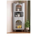 オーク材のスタイリッシュキャビネット|ガラス扉と銅パーツでおしゃれな収納空間を演出|シンプル&モダンデザイン fvp-4594