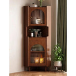 オーク材のスタイリッシュキャビネット|ガラス扉と銅パーツでおしゃれな収納空間を演出|シンプル&モダンデザイン fvp-4594