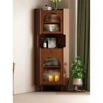 オーク材のスタイリッシュキャビネット|ガラス扉と銅パーツでおしゃれな収納空間を演出|シンプル&モダンデザイン fvp-4594