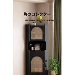 オーク材のスタイリッシュキャビネット|ガラス扉と銅パーツでおしゃれな収納空間を演出|シンプル&モダンデザイン fvp-4594