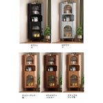 オーク材のスタイリッシュキャビネット|ガラス扉と銅パーツでおしゃれな収納空間を演出|シンプル&モダンデザイン fvp-4594