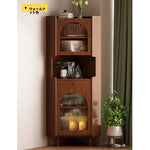 オーク材のスタイリッシュキャビネット|ガラス扉と銅パーツでおしゃれな収納空間を演出|シンプル&モダンデザイン fvp-4594