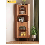 オーク材のスタイリッシュキャビネット|ガラス扉と銅パーツでおしゃれな収納空間を演出|シンプル&モダンデザイン fvp-4594