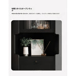 オーク材のスタイリッシュキャビネット|ガラス扉と銅パーツでおしゃれな収納空間を演出|シンプル&モダンデザイン fvp-4594