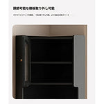 オーク材のスタイリッシュキャビネット|ガラス扉と銅パーツでおしゃれな収納空間を演出|シンプル&モダンデザイン fvp-4594