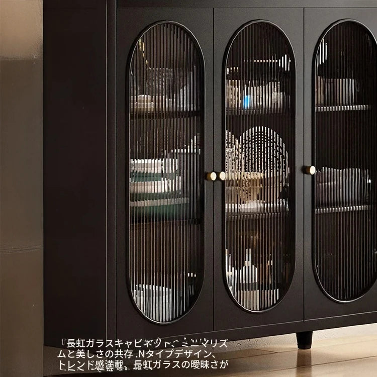 モダンガラスキャビネット – シックなデザインで収納力抜群のインテリア家具 fvp-4595