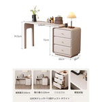 エレガントなガラス化粧台 | 収納力抜群!3つのキャビネット付き | モダンデザイン fvp-4597