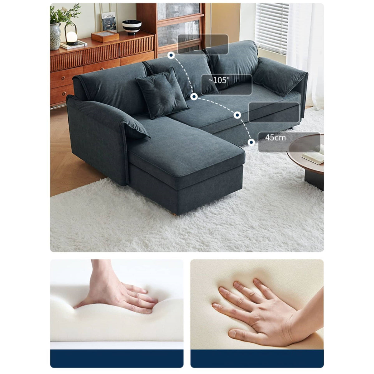 リラックスソファー|快適パイン木材&シリコンフィル使用、高級感フェイクレザー仕上げ fwlp-933