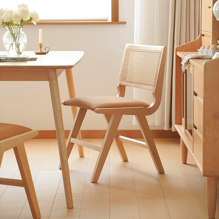 高級ケヤキ&ラタン使用 最高品質 PU レザーチェア | 贅沢な居心地 fxgmz-592