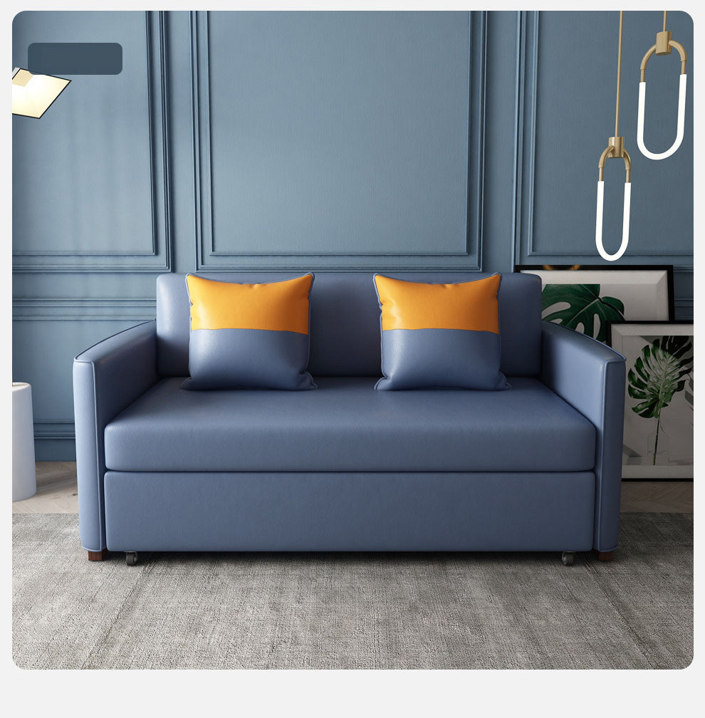 【高品質】木製フレームとエアレザーの快適ソファーベッド - 多機能デザインとスタイリッシュなインテリアに! fxgz-273