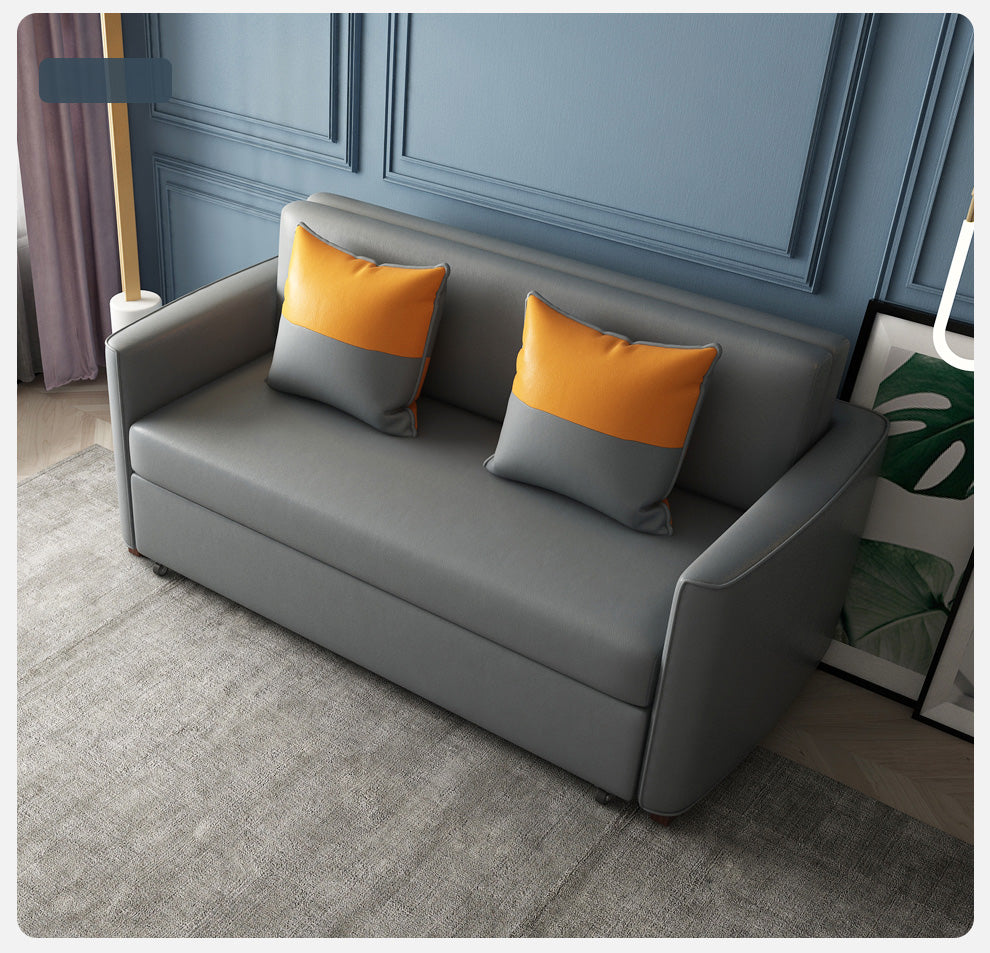 【高品質】木製フレームとエアレザーの快適ソファーベッド - 多機能デザインとスタイリッシュなインテリアに! fxgz-273