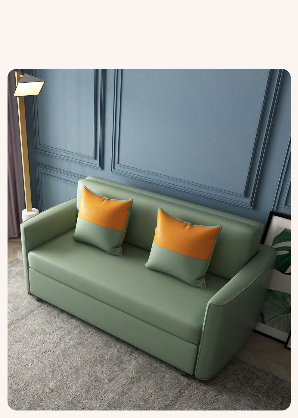 【高品質】木製フレームとエアレザーの快適ソファーベッド - 多機能デザインとスタイリッシュなインテリアに! fxgz-273