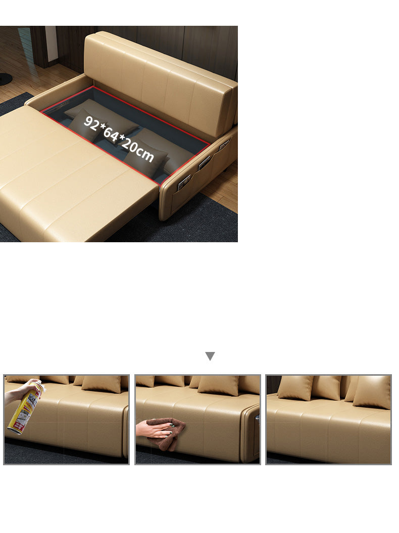 「高級PUレザー&木製ソファーベッド - 快適さとスタイリッシュなデザインの両立」 fxgz-275