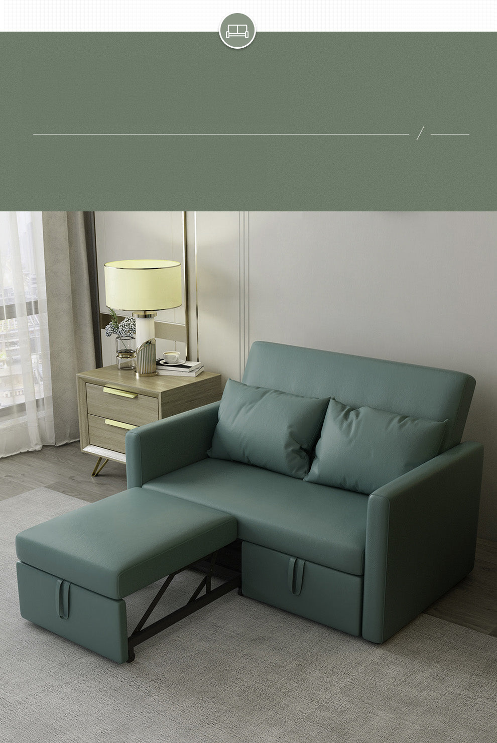 エアレザー製木製フレームの快適ソファーベッド - 一台で二役の優れもの fxgz-277